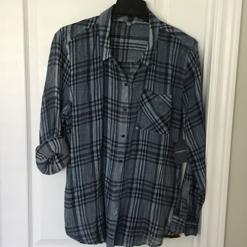 LUCKY BRAND Lightweight Plaid Button-Up Shirt